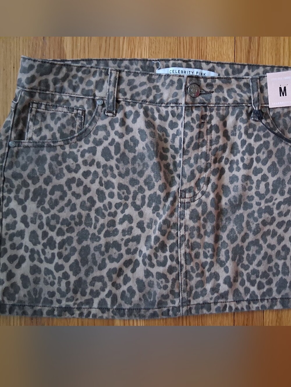 Nwt Celebrity Pink Leopard Print Women's Jeans Mini Skirt Size Medium